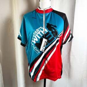 NWT Primal Cycling Jersey 2017 Tour De Cure Mens XL Blue Red Biking Sport Cut